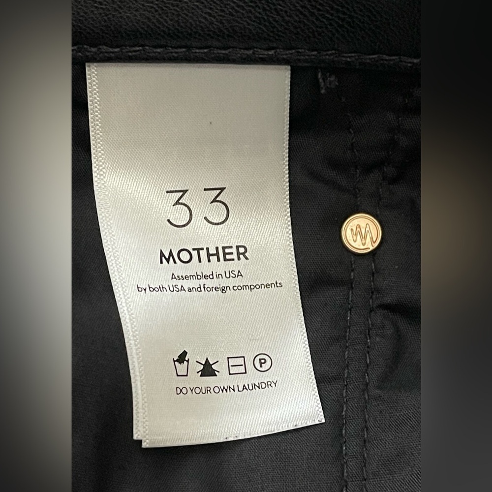 MOTHER NWT Vegan Leather Pants High-Waisted Rider Ankle Black Size 33 (16) - Picture 8 of 13